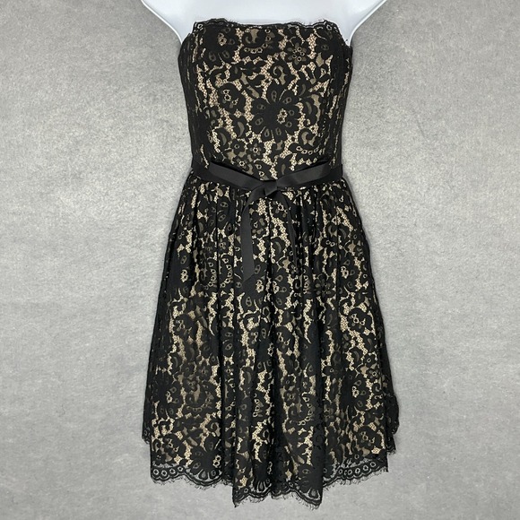 Robert Rodriguez Dresses & Skirts - Robert Rodriguez Dress Womens 6 Black‎ Lace Overlay Strapless Sash Waist Party